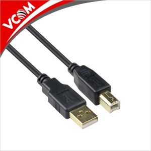 CABLE VCOM USB AM/BM GOLD PLATED BLK 1.8MTR